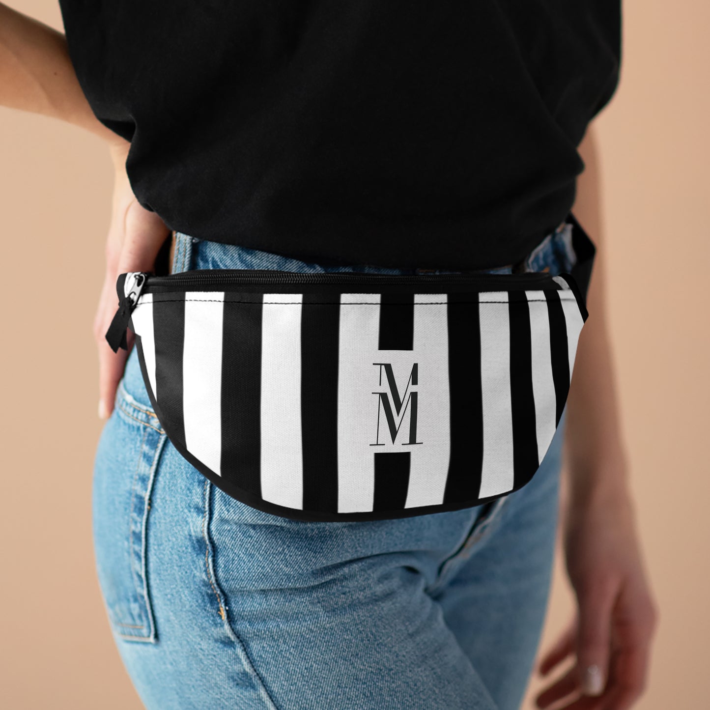 Mss Mia White w/Black Rugby Stripe Fanny Pack