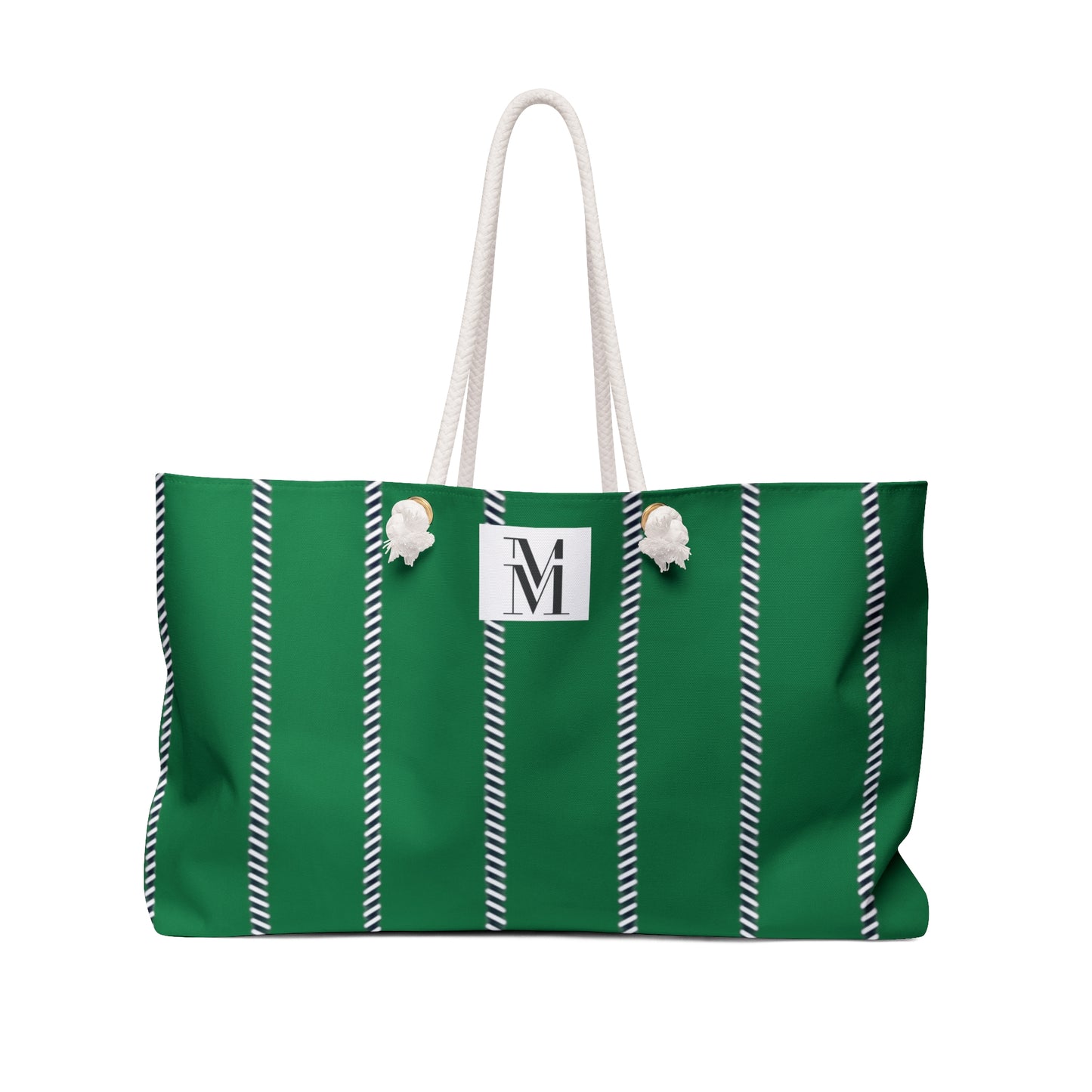 Mss Mia Dark Green Pinstripe Weekender