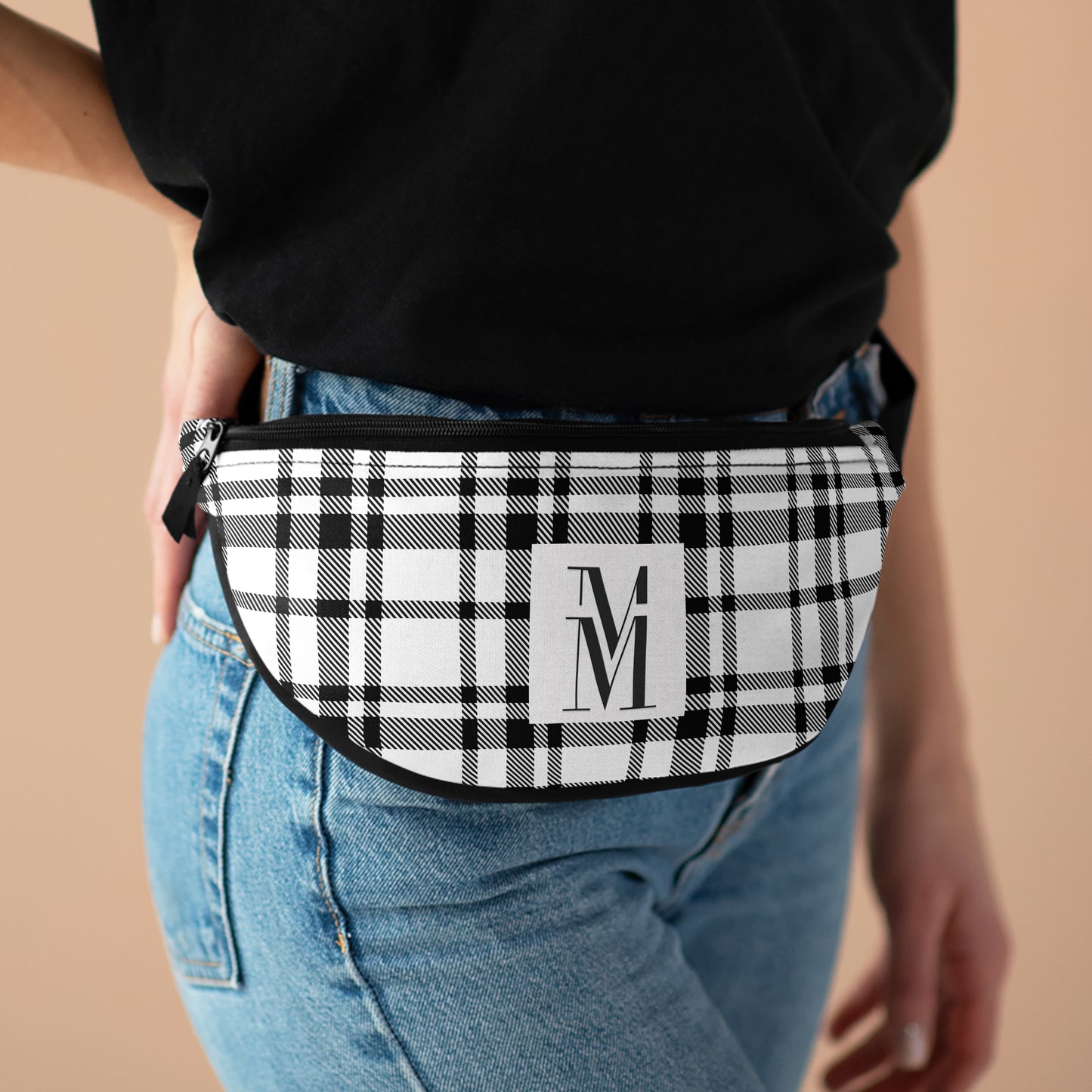 Mss Mia White Plaid Fanny Pack