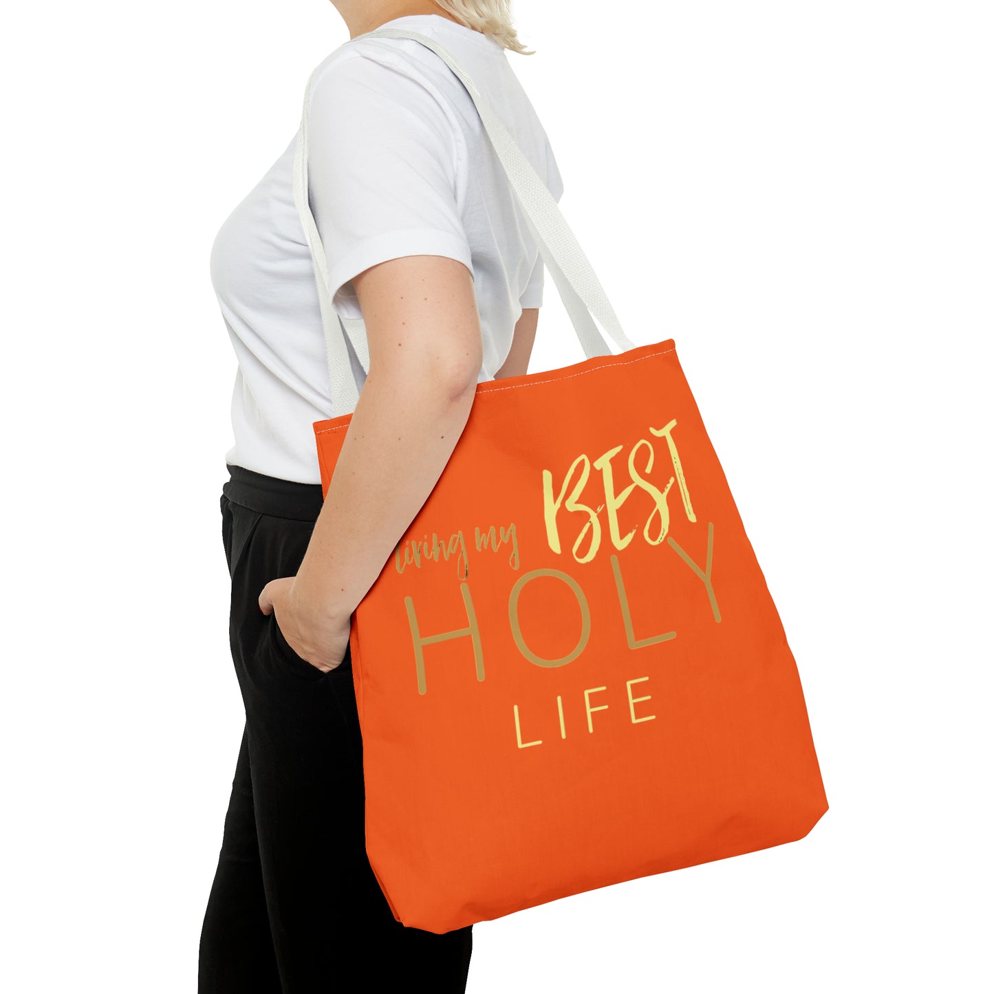 Collection A: “HOLYlife” Orange Tote Bag