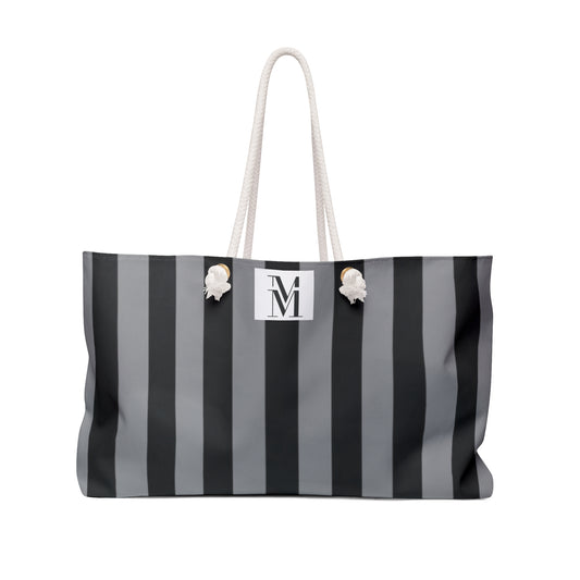 Mss Mia Grey/ Black Stripe Weekender Bag