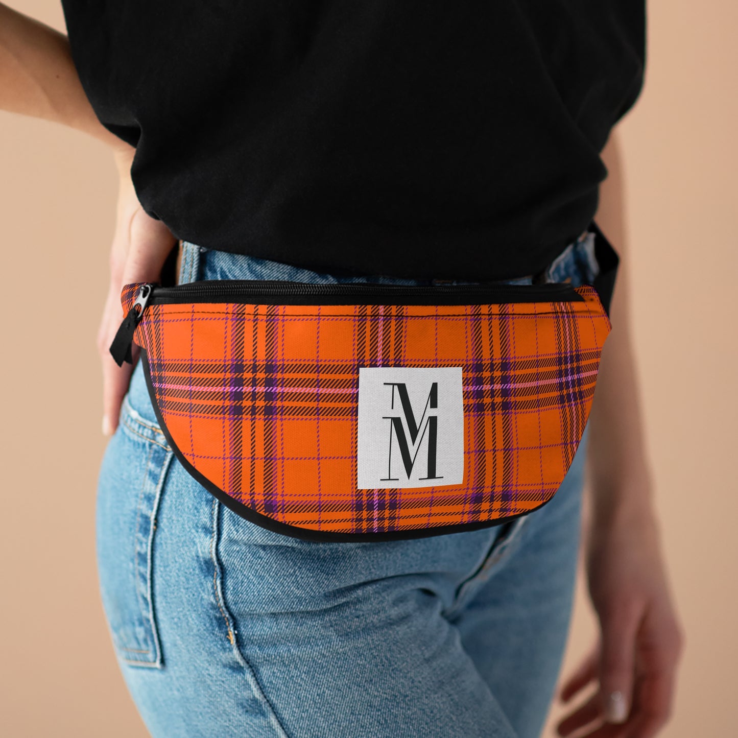 Mss Mia Orange Plaid Fanny Pack