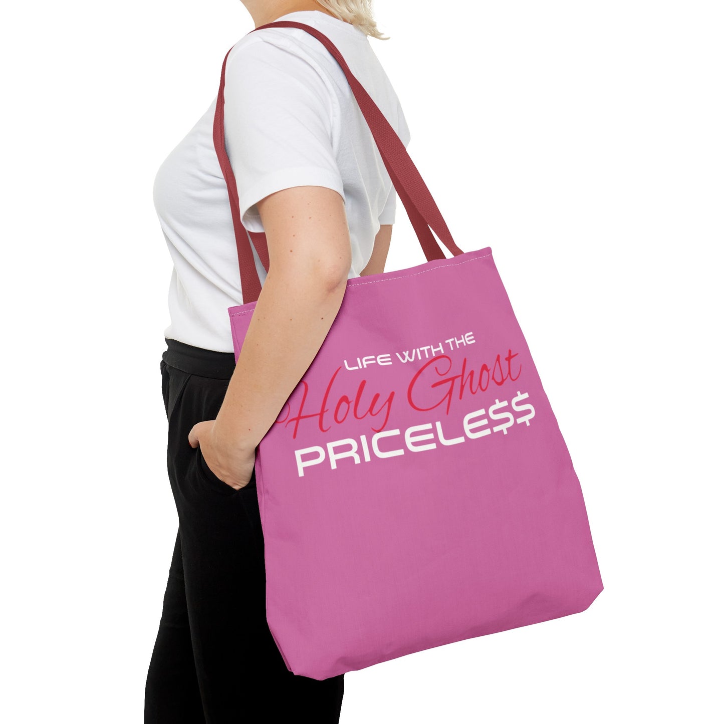 Collection A “Holy Ghost PRICELESS” Pink Tote Bag