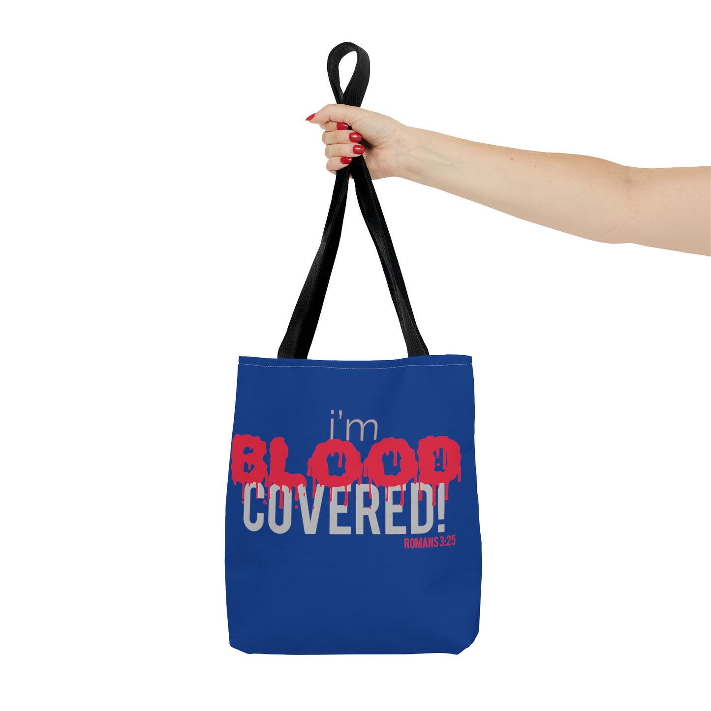 Collection B: “BLOOD Covered” Blue Tote Bag