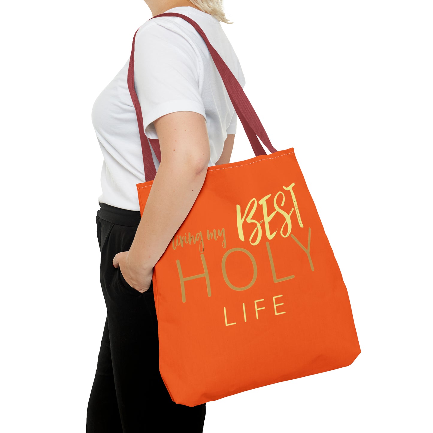 Collection A: “HOLYlife” Orange Tote Bag