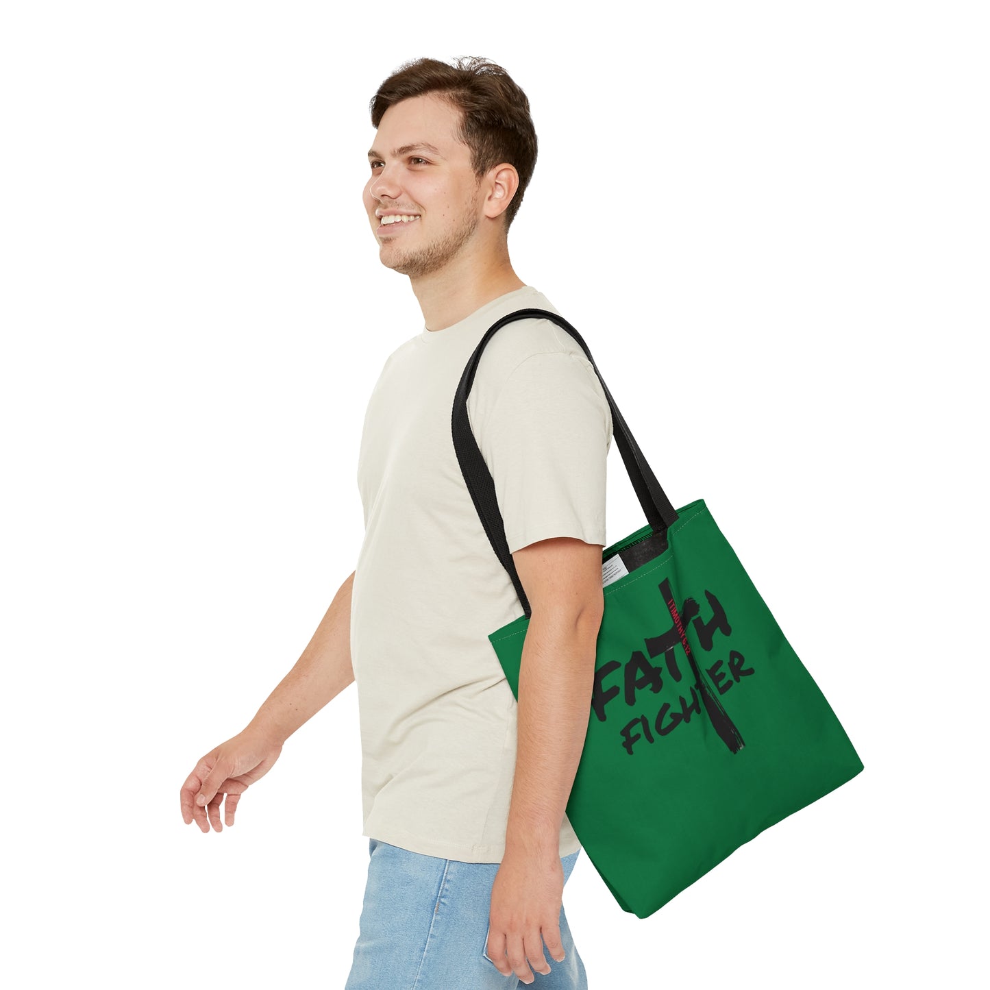 Collection A: “Faith Fighter” Dark Green Tote Bag