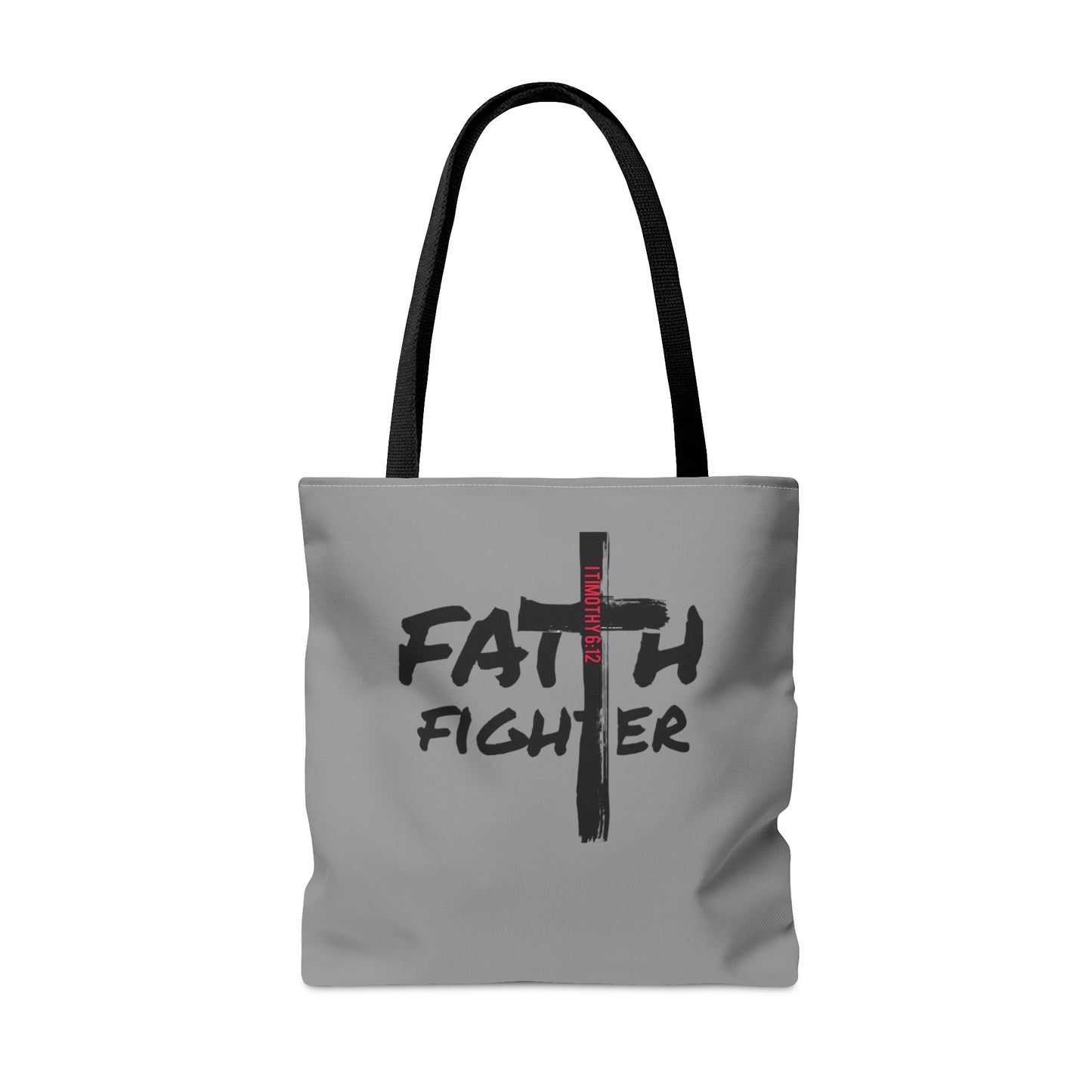 Collection A: “Faith Fighter” Light Grey Tote Bag