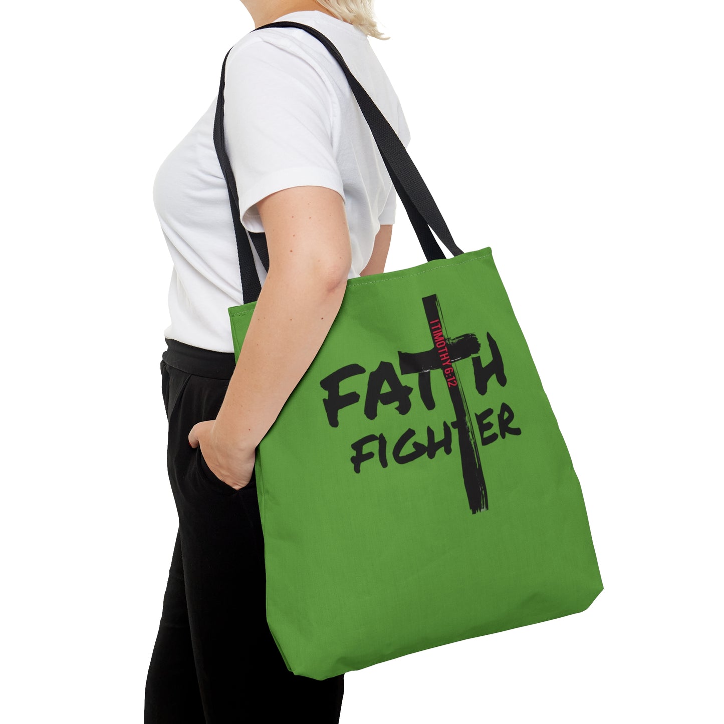 Collection A: “Faith Fighter” Light Green Tote Bag