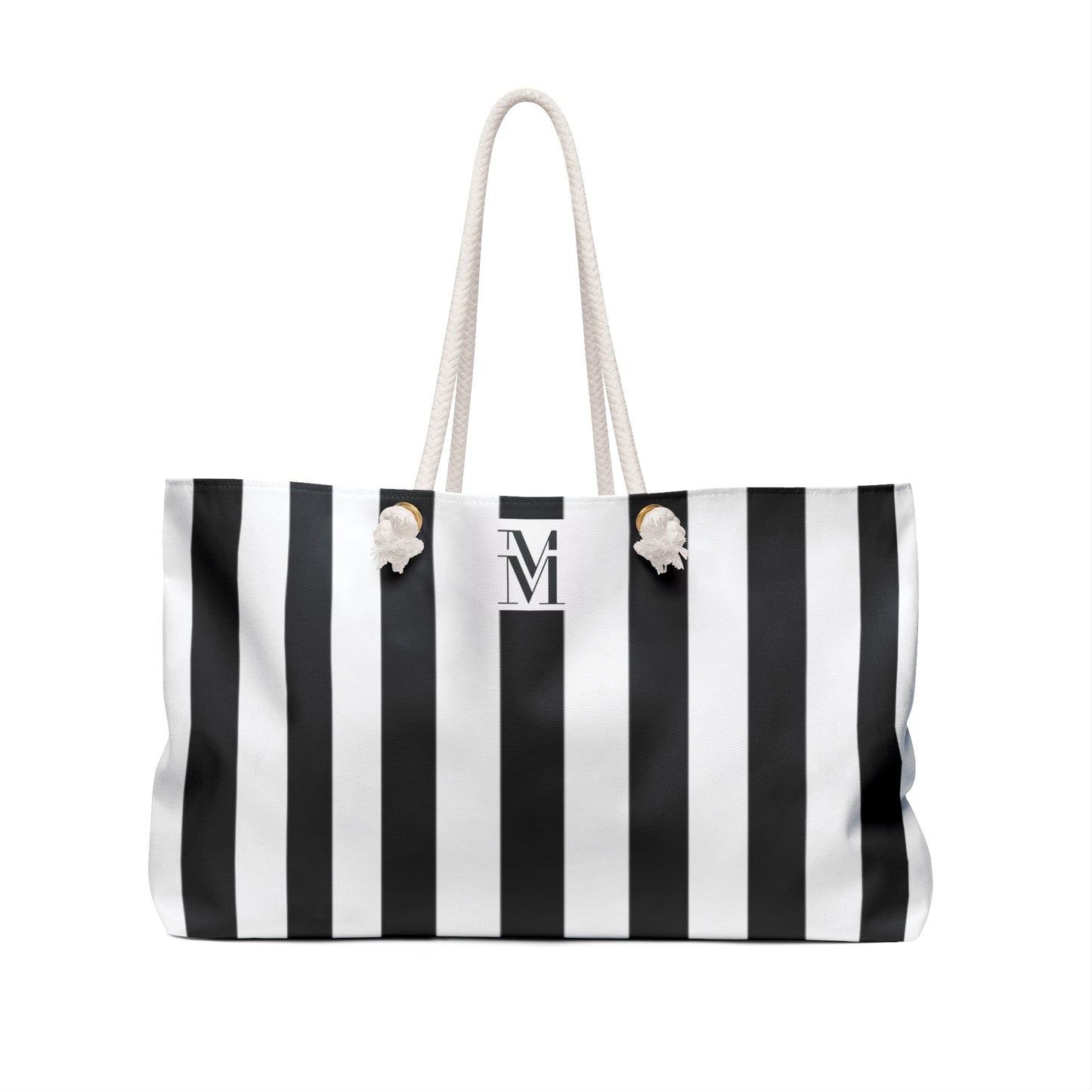 Mss Mia Black/White Stripe Weekender Bag