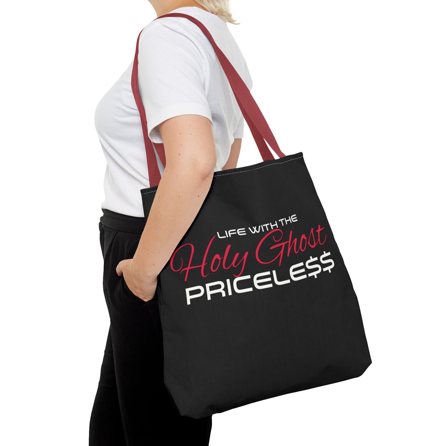 Collection A “Holy Ghost PRICELESS” Black Tote Bag