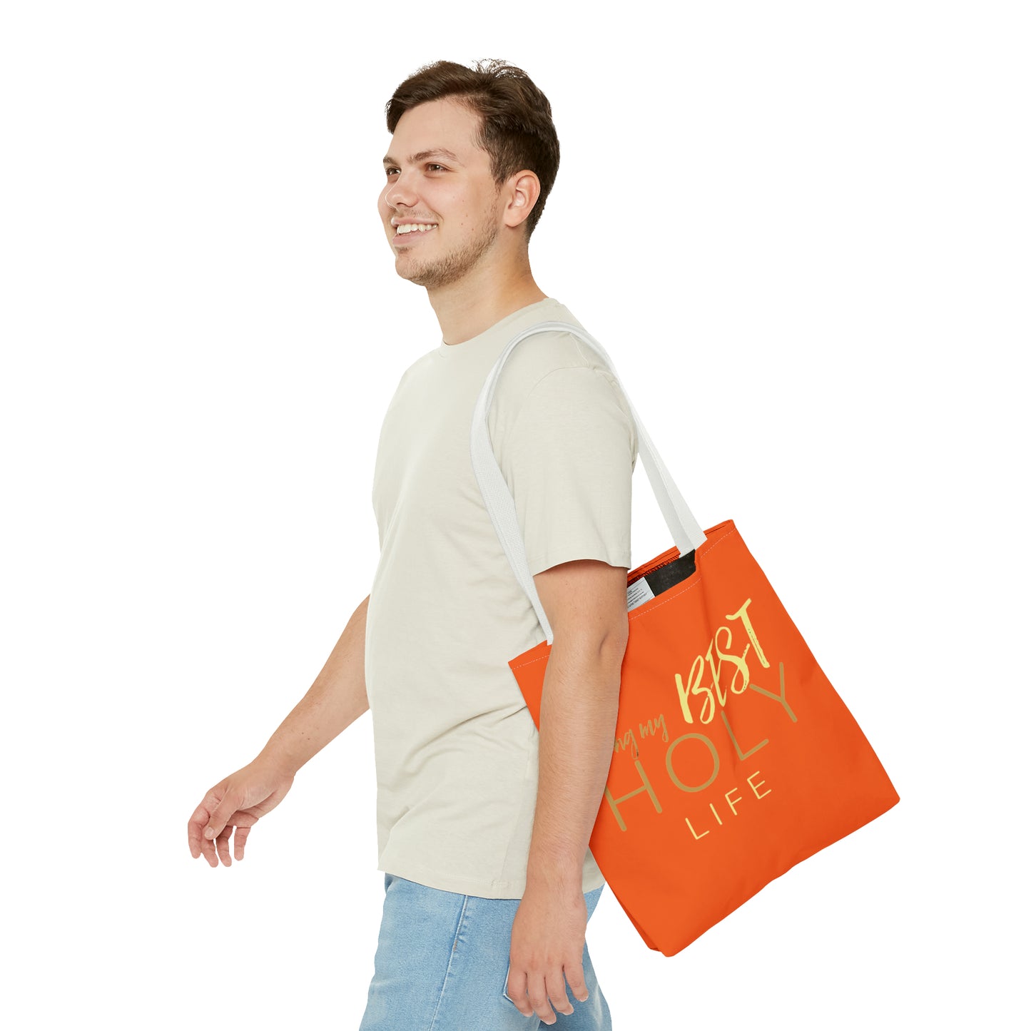 Collection A: “HOLYlife” Orange Tote Bag