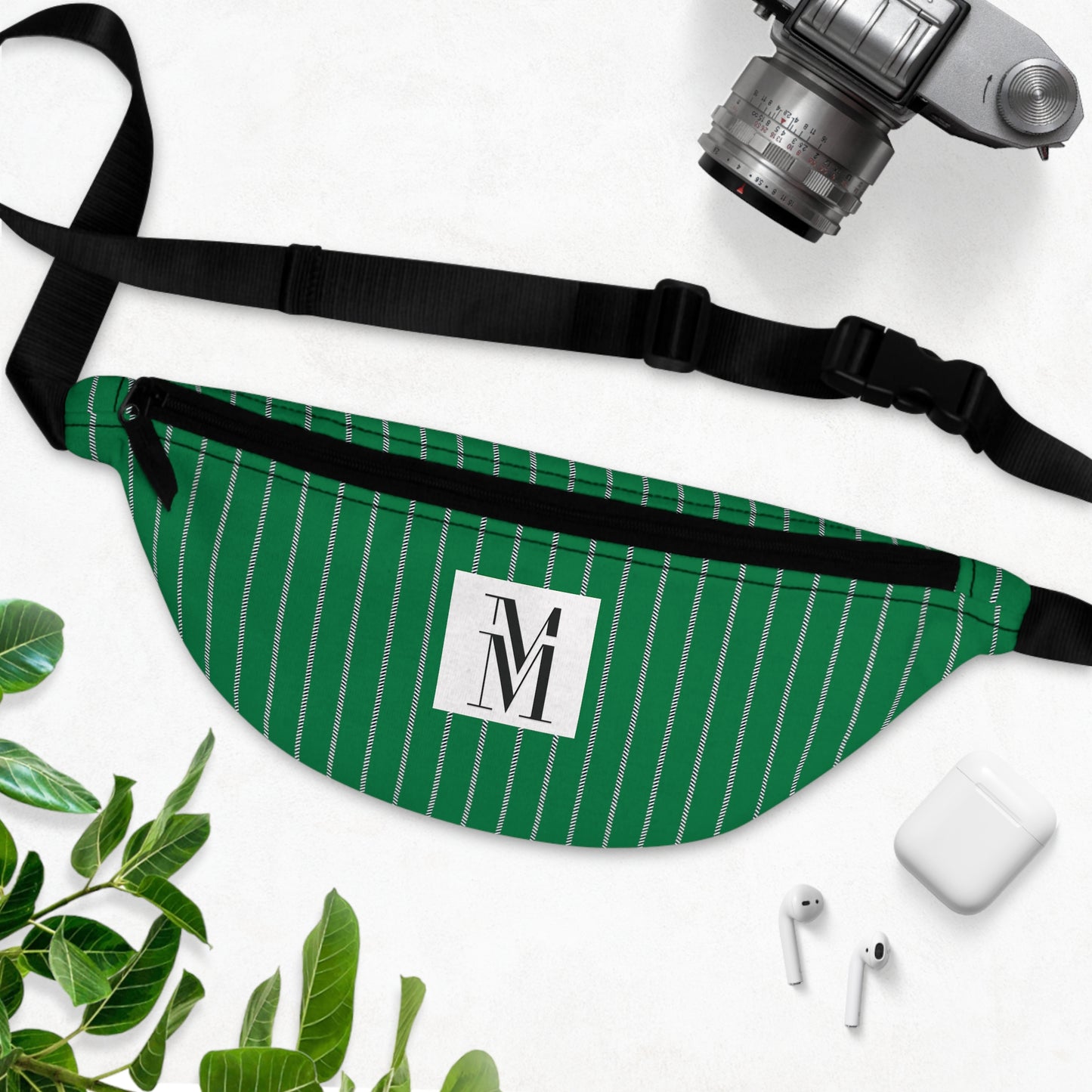 Mss Mia Dark Green w/ Pinstripe Fanny Pack