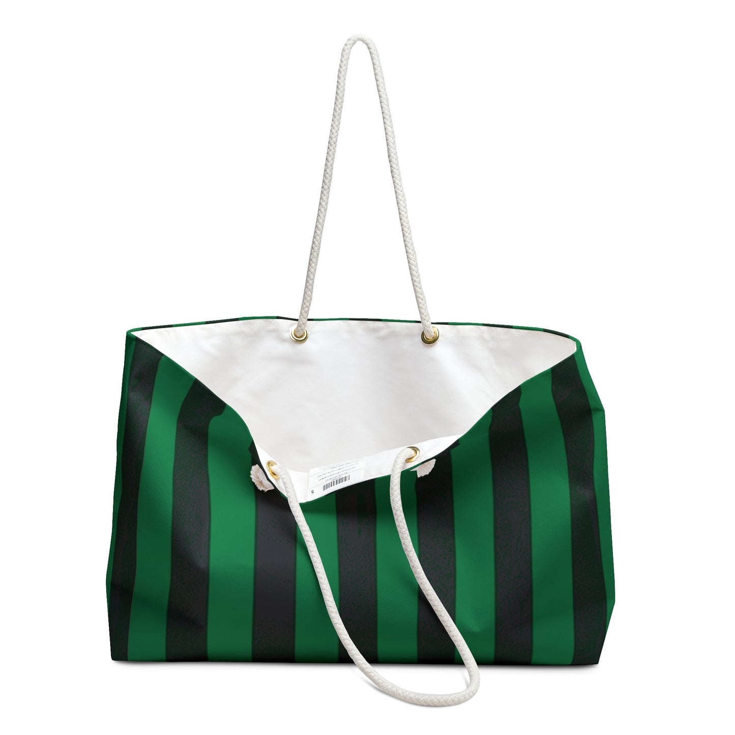 Mss Mia Dark Green/Black Stripe Weekender Bag