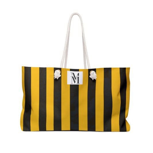 Mss Mia Yellow/ Black Stripe Weekender Bag