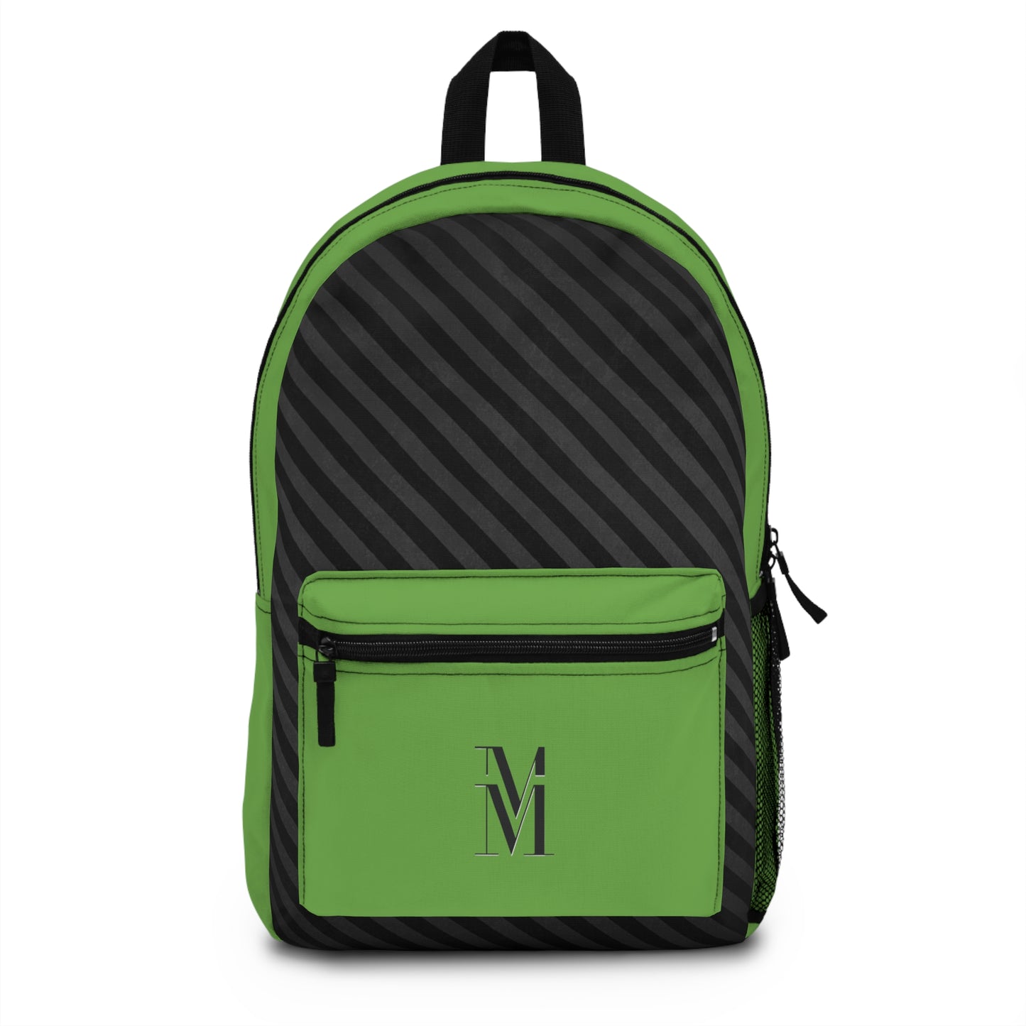 Mss Mia Light Green w/Black Diagonal Stripe Backpack