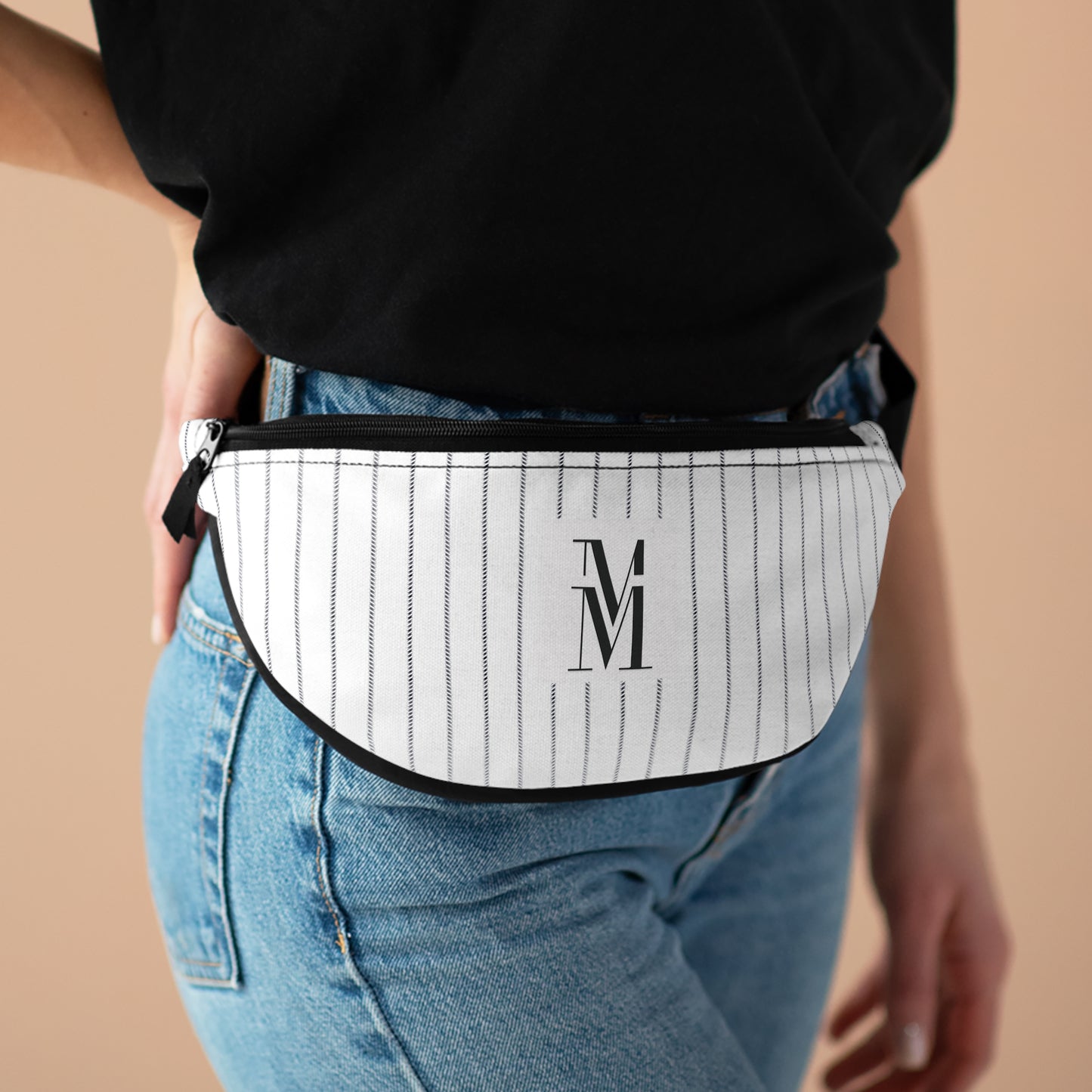 Mss Mia White w/ Pinstripe Fanny Pack