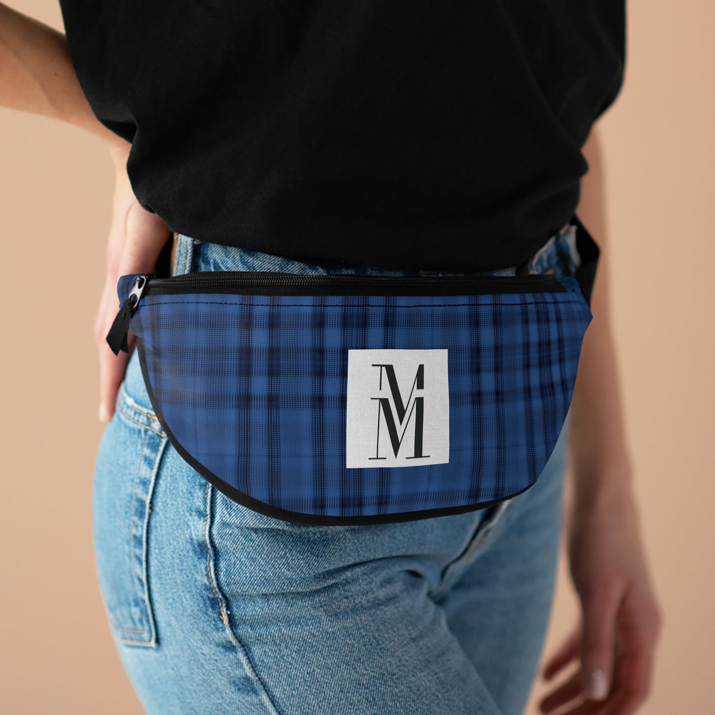 Mss Mia Dark Blue Plaid Fanny Pack