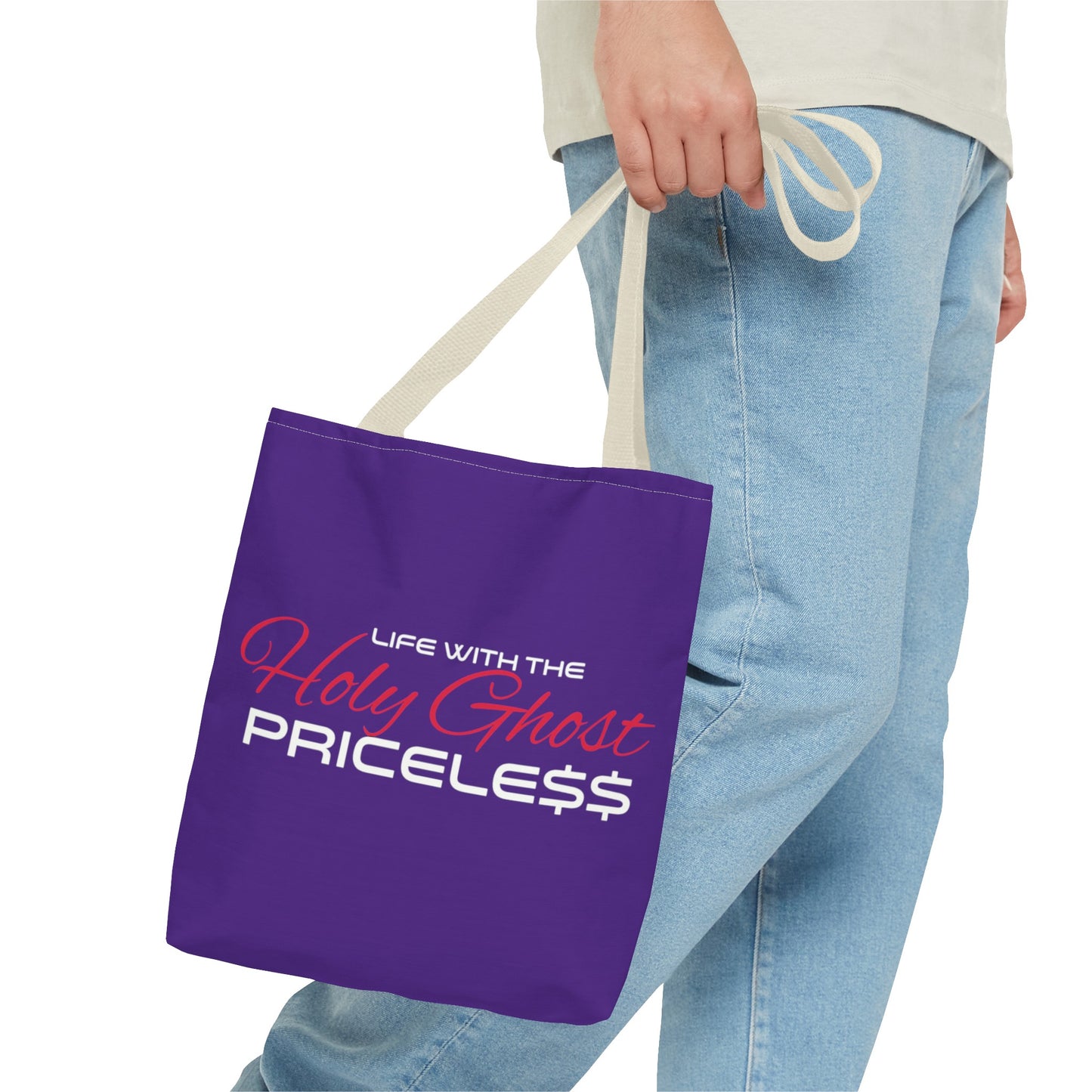 Collection A “Holy Ghost PRICELESS” Purple Tote Bag