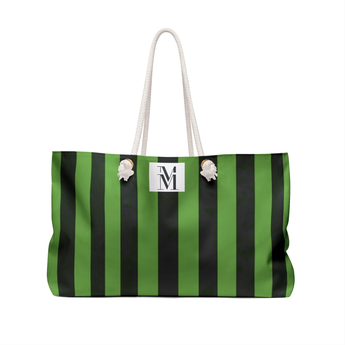 Mss Mia Light Green/Black Stripe Weekender Bag