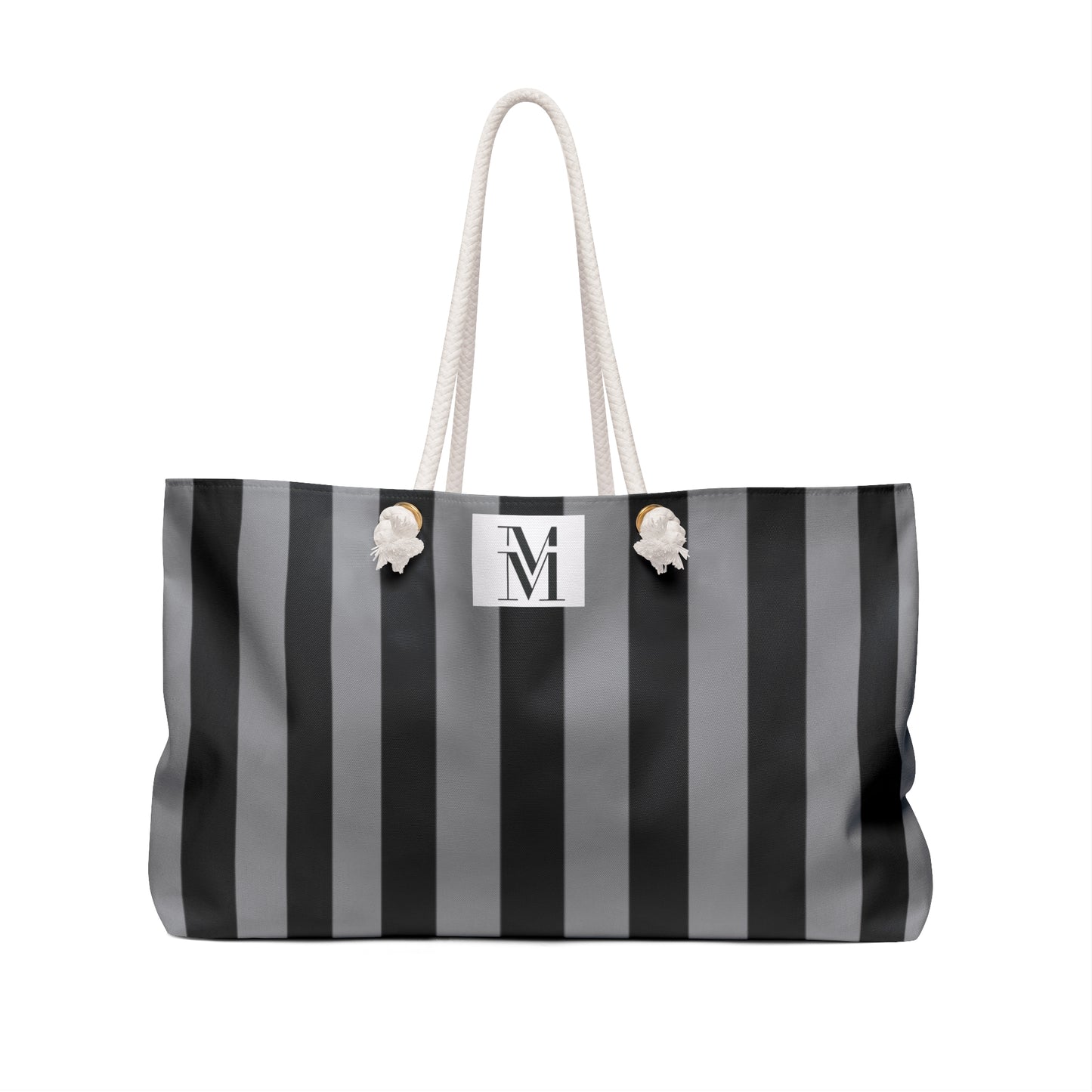 Mss Mia Grey/ Black Stripe Weekender Bag