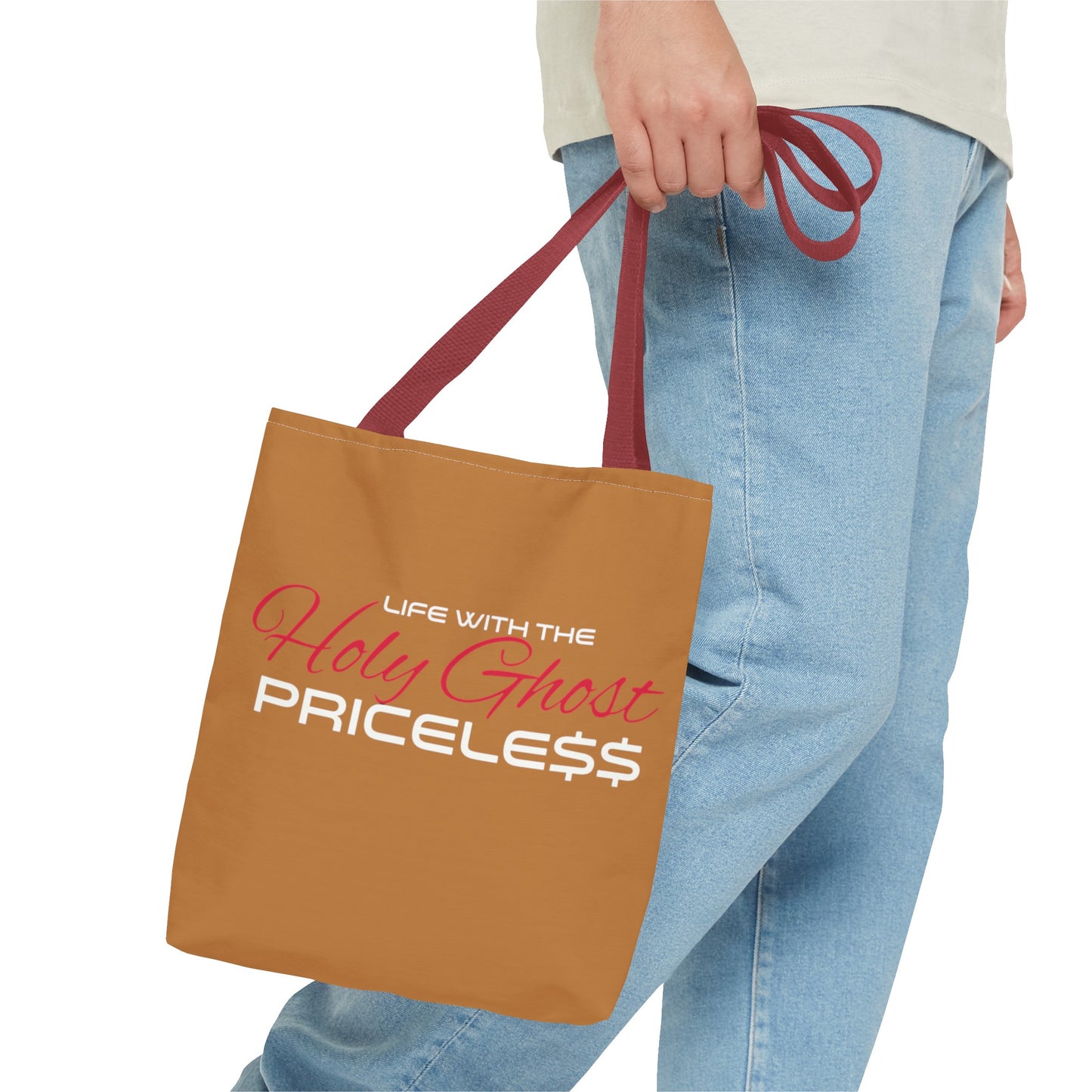 Collection A “Holy Ghost PRICELESS” Tan Tote Bag