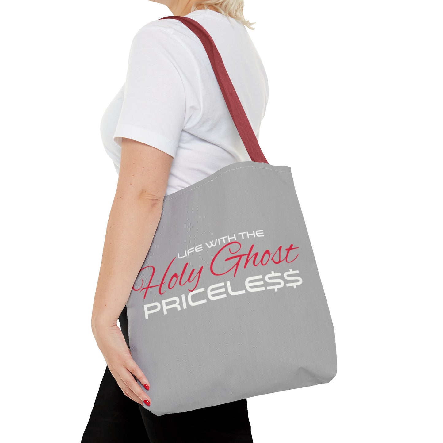 Collection A “Holy Ghost PRICELESS “ Grey Tote Bag