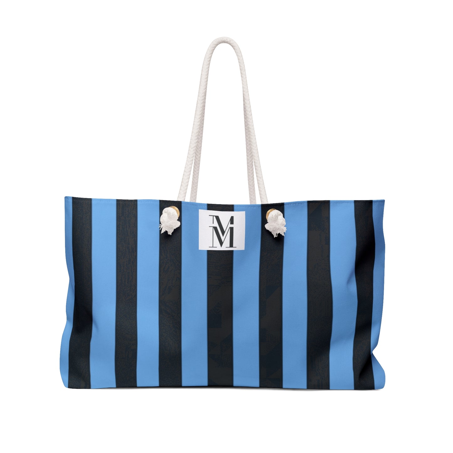 Mss Mia Light Blue/Black Stripe Weekender Bag