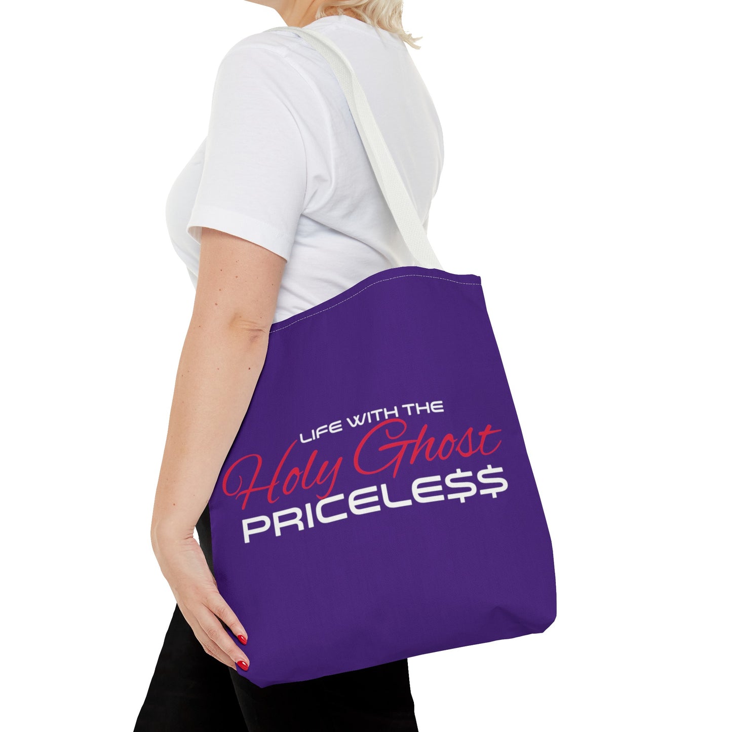 Collection A “Holy Ghost PRICELESS” Purple Tote Bag