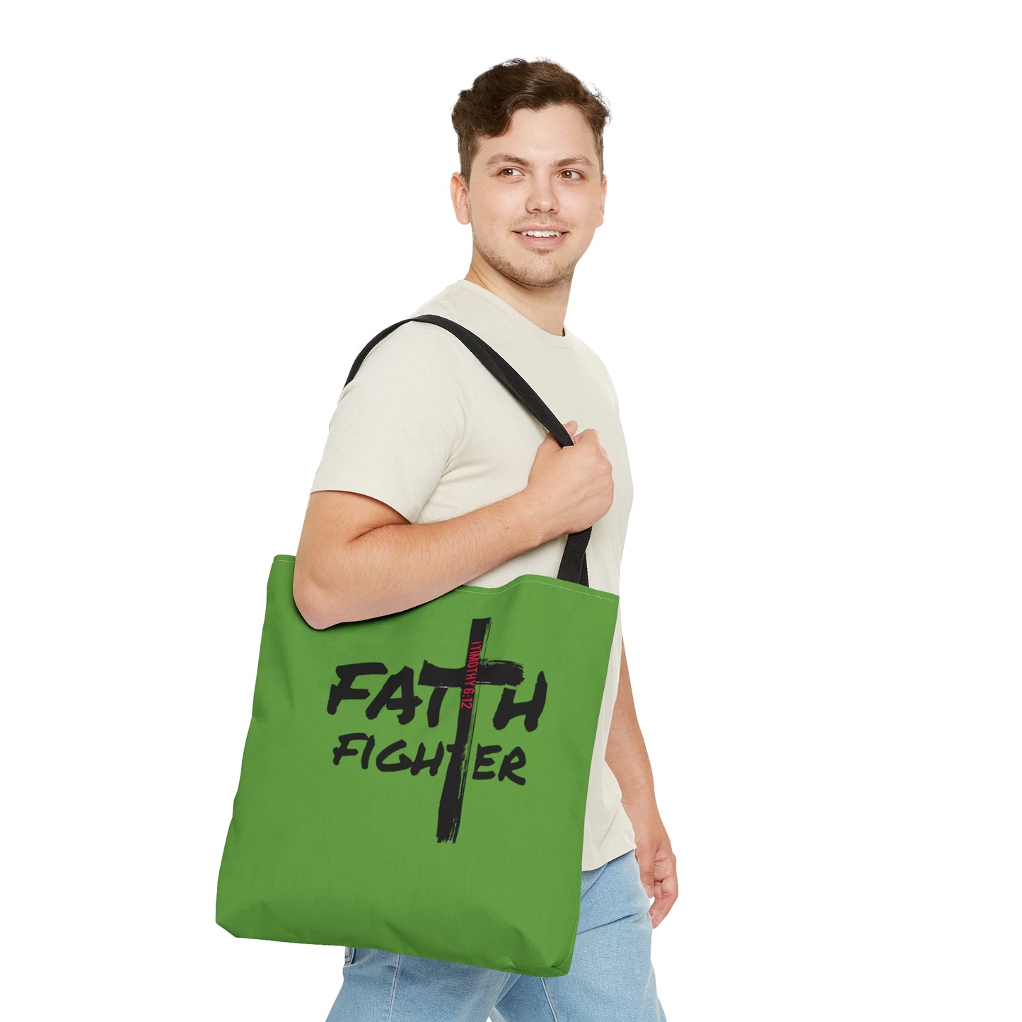 Collection A: “Faith Fighter” Light Green Tote Bag