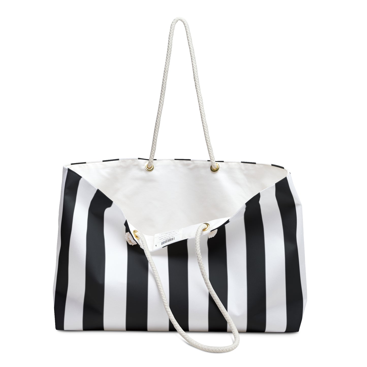 Mss Mia Black/White Stripe Weekender Bag