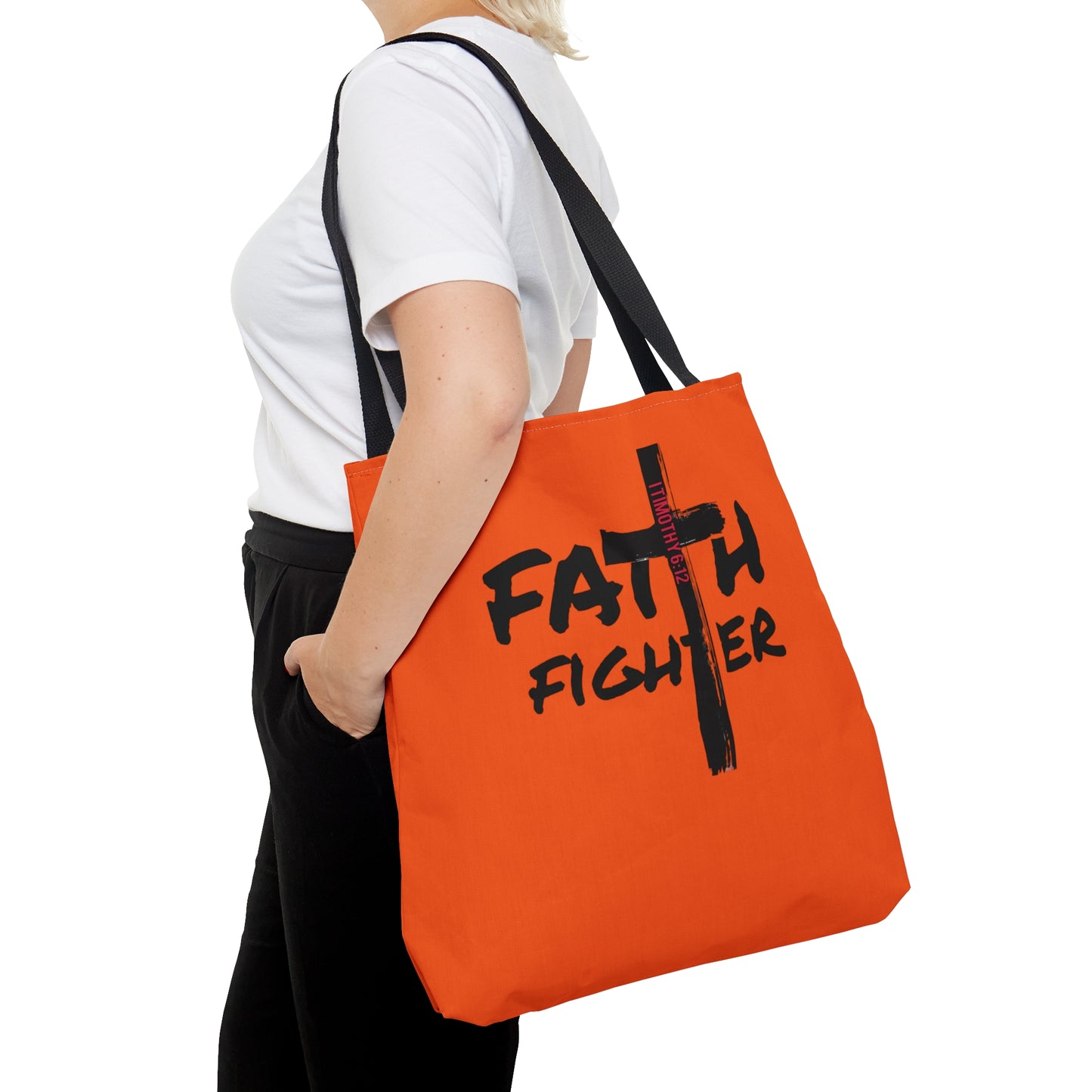 Collection A: “Faith Fighter”  Orange Tote Bag