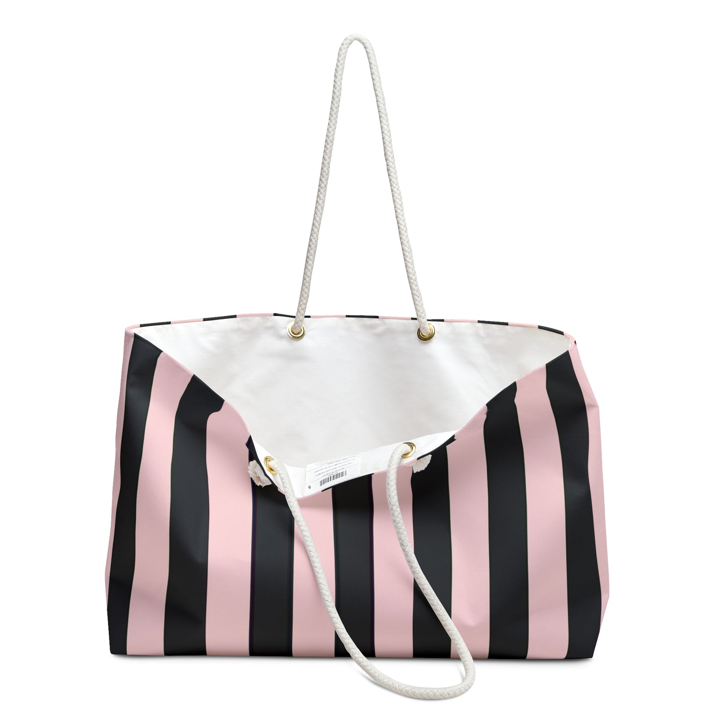 Mss Mia Pink/Black Stripe Weekender Bag