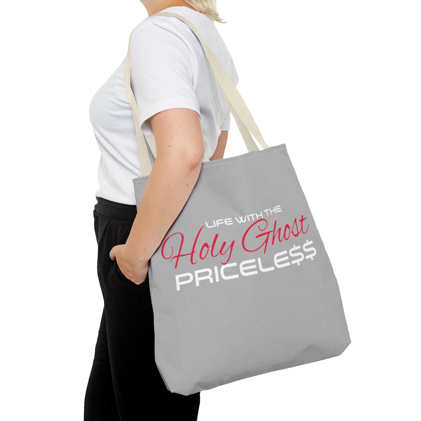 Collection A “Holy Ghost PRICELESS “ Grey Tote Bag