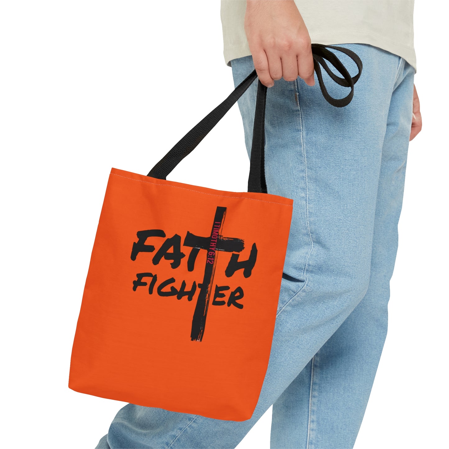 Collection A: “Faith Fighter”  Orange Tote Bag