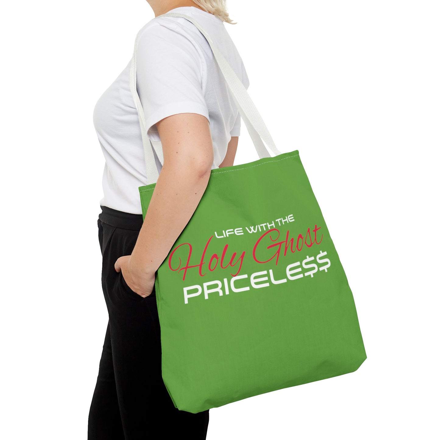 Collection A “Holy Ghost PRICELESS “ Green Tote Bag