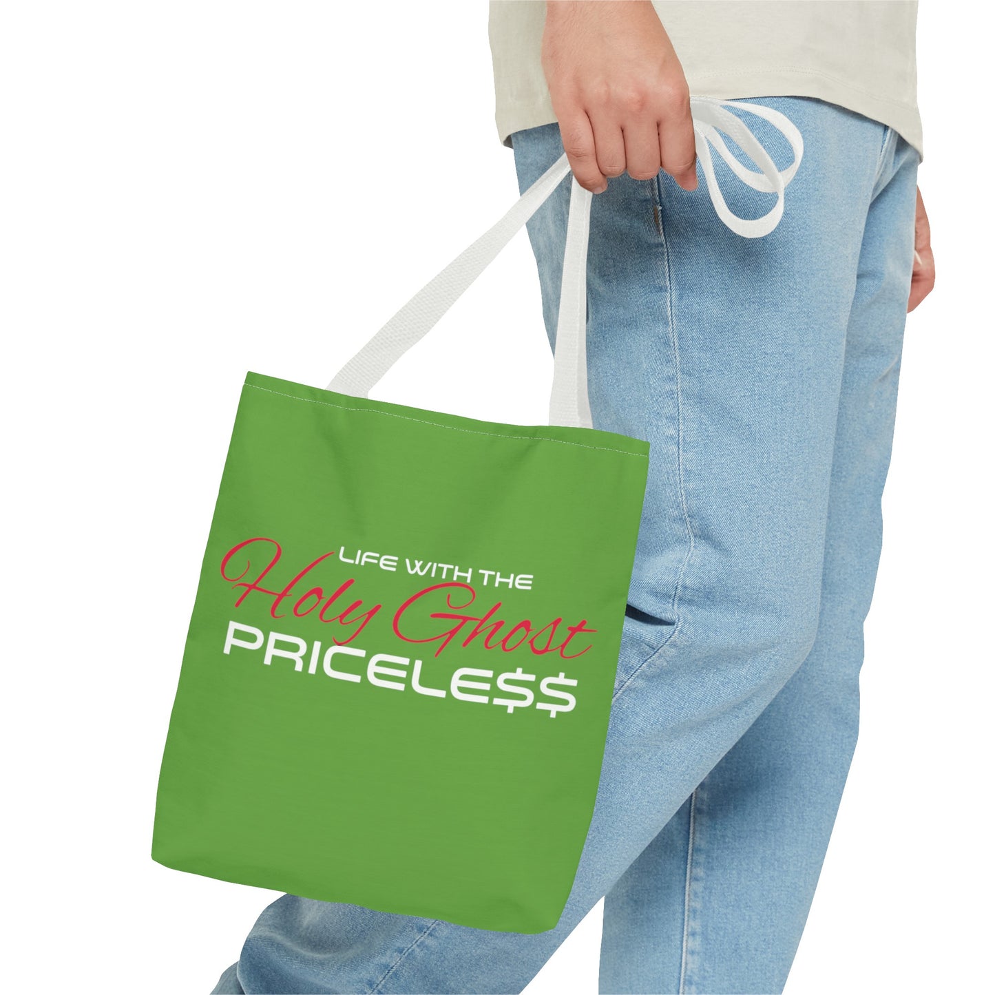 Collection A “Holy Ghost PRICELESS “ Green Tote Bag