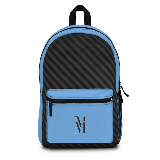 Mss Mia Light Blue w/Black Diagonal Stripe Backpack