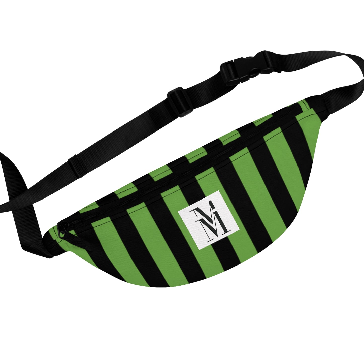 Mss Mia Light Green w/Black Rugby Stripe Fanny Pack