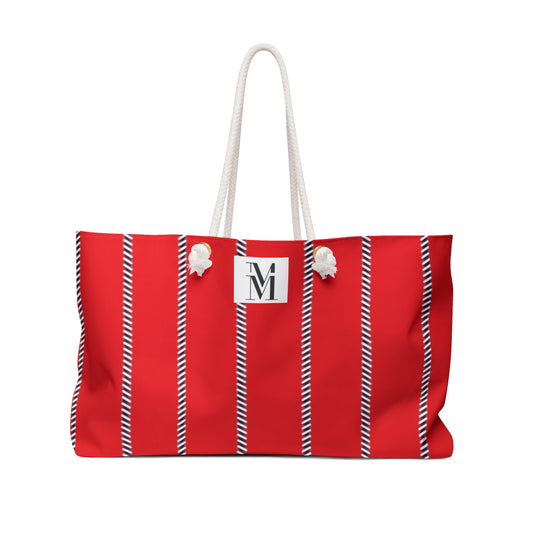 Mss Mia Red Pinstripe Weekender