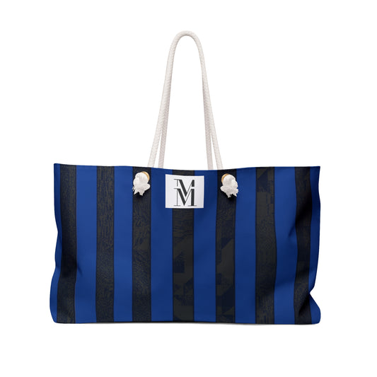 Mss Mia Dark Blue/Black Stripe Weekender Bag