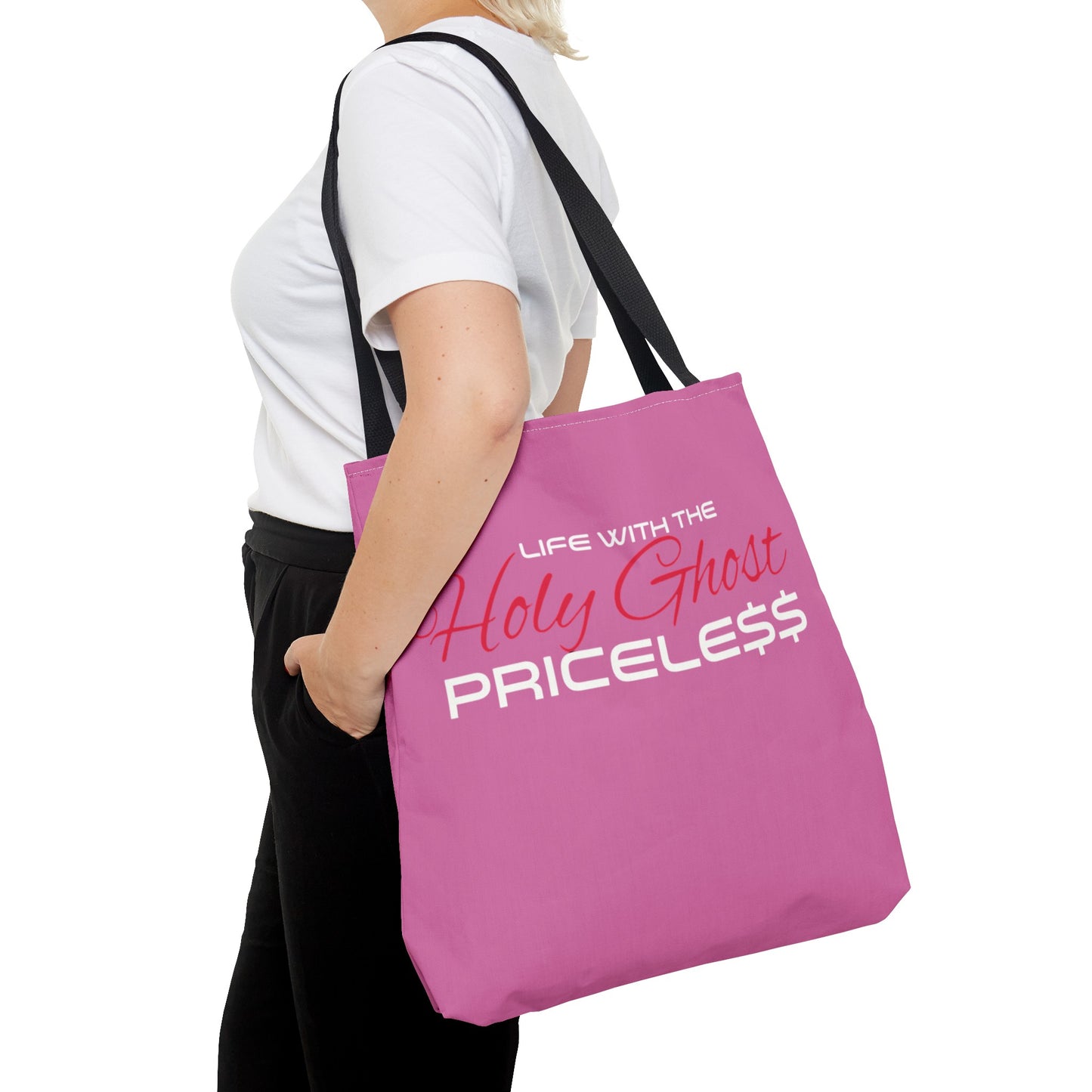 Collection A “Holy Ghost PRICELESS” Pink Tote Bag