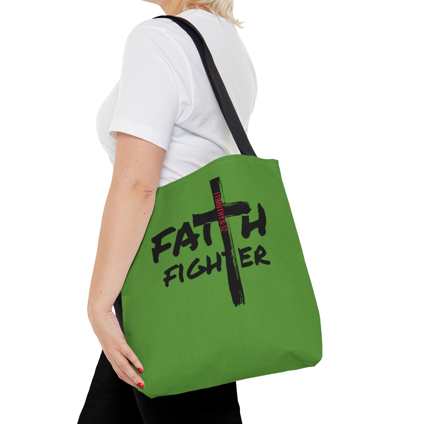 Collection A: “Faith Fighter” Light Green Tote Bag