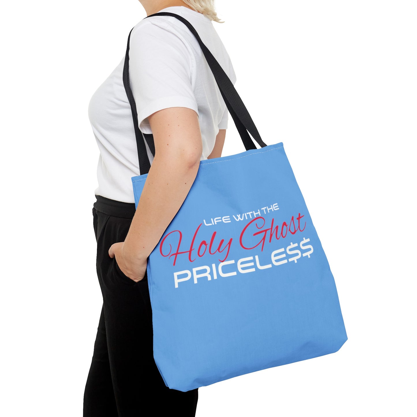 Collection A “Holy Ghost PRICELESS “ Blue Tote Bag