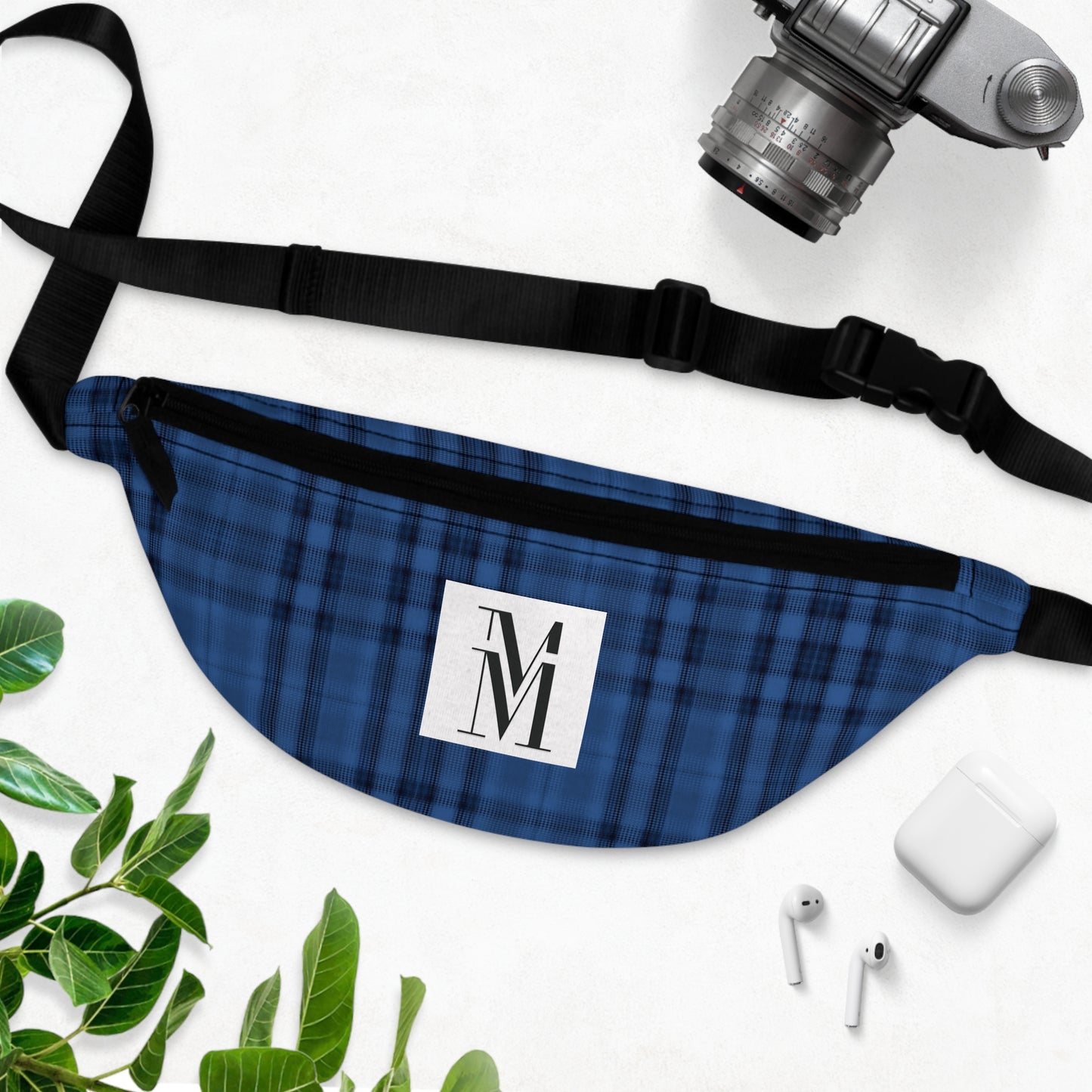 Mss Mia Dark Blue Plaid Fanny Pack