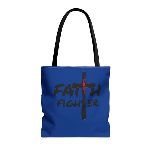 Collection A: “Faith Fighter” Dark Blue Tote Bag