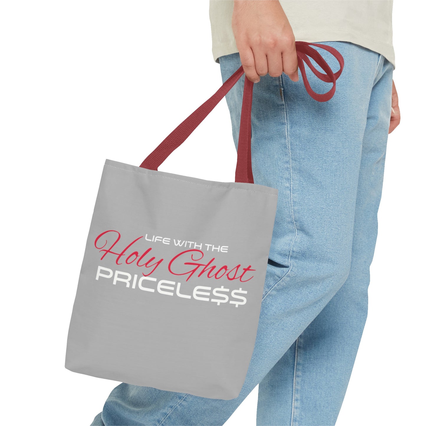 Collection A “Holy Ghost PRICELESS “ Grey Tote Bag