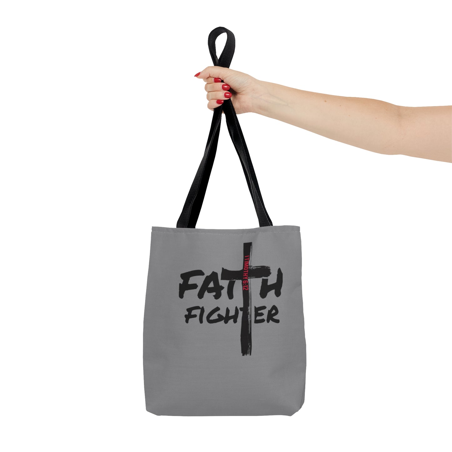 Collection A: “Faith Fighter” Light Grey Tote Bag