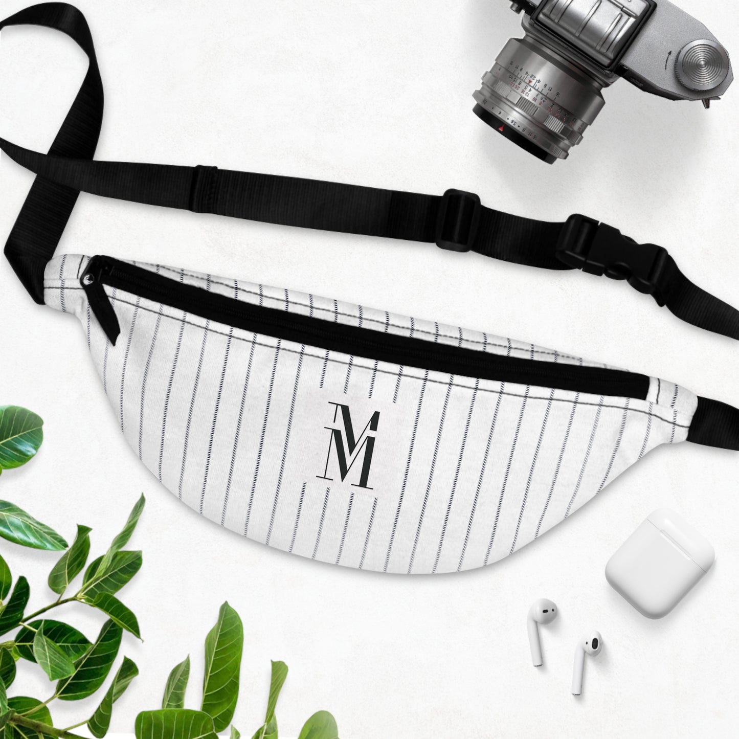 Mss Mia White w/ Pinstripe Fanny Pack