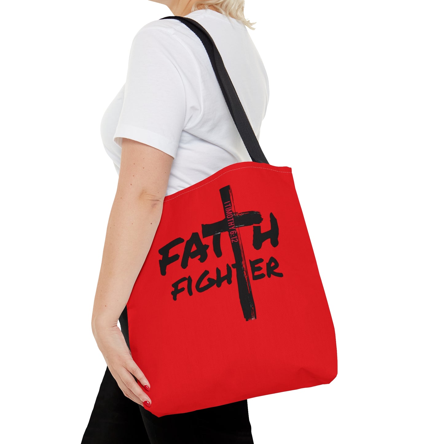 Collection A: “Faith Fighter” Red Tote Bag