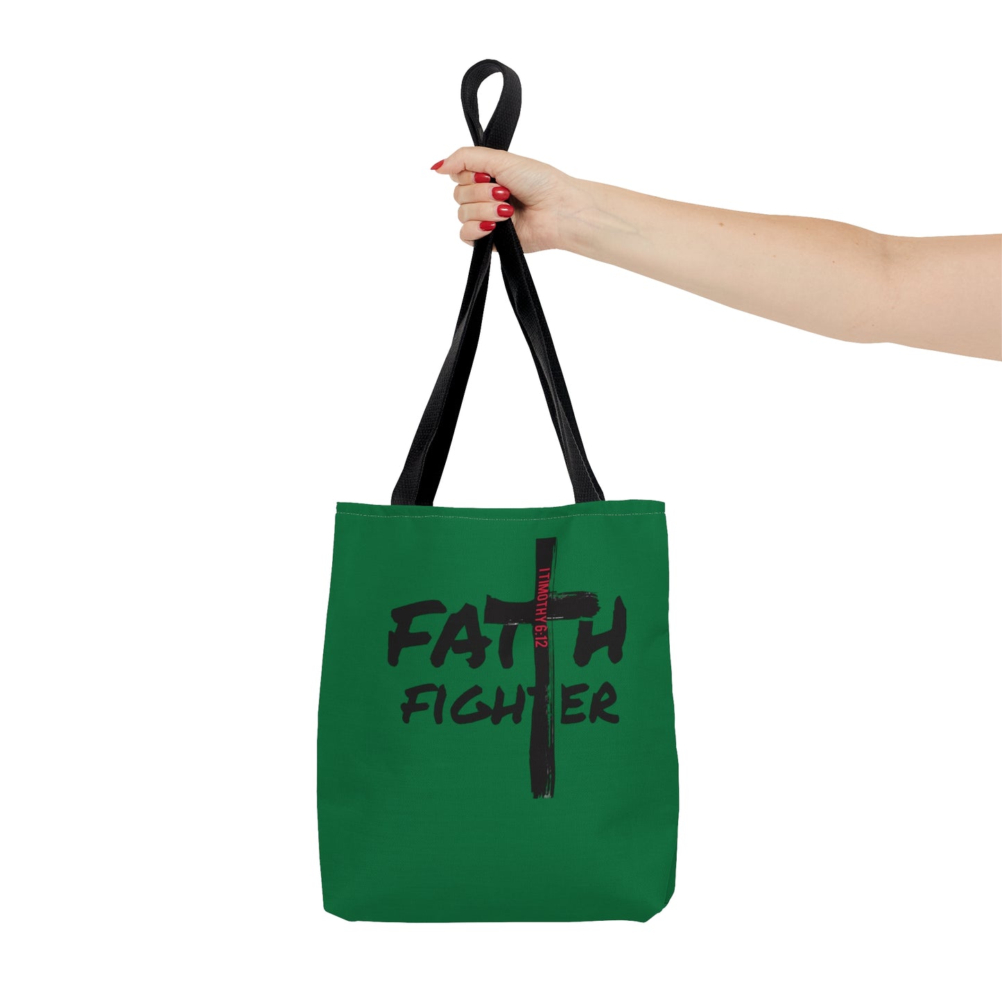 Collection A: “Faith Fighter” Dark Green Tote Bag